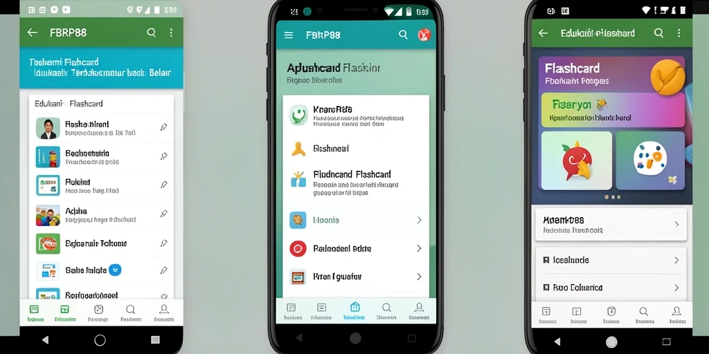 Antarmuka FBRP88 menampilkan fungsi flashcard yang interaktif.