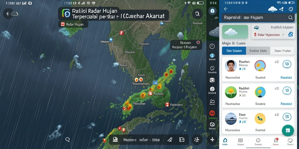 Tampilan antarmuka FO8 yang intuitif untuk informasi Radar Hujan.