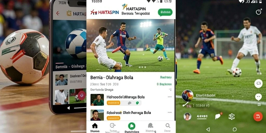 Antarmuka aplikasi HARTASPIN menampilkan berita Olahraga Bola terbaru.