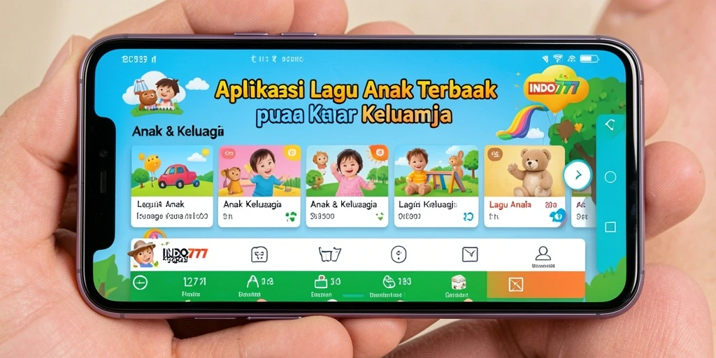 Antarmuka aplikasi Lagu Anak penuh warna dan interaktif.