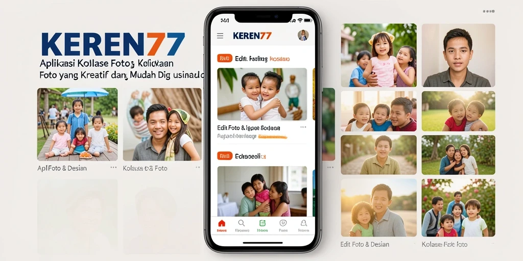 Tampilan antarmuka KEREN77 untuk kolase foto yang kreatif dan menarik.