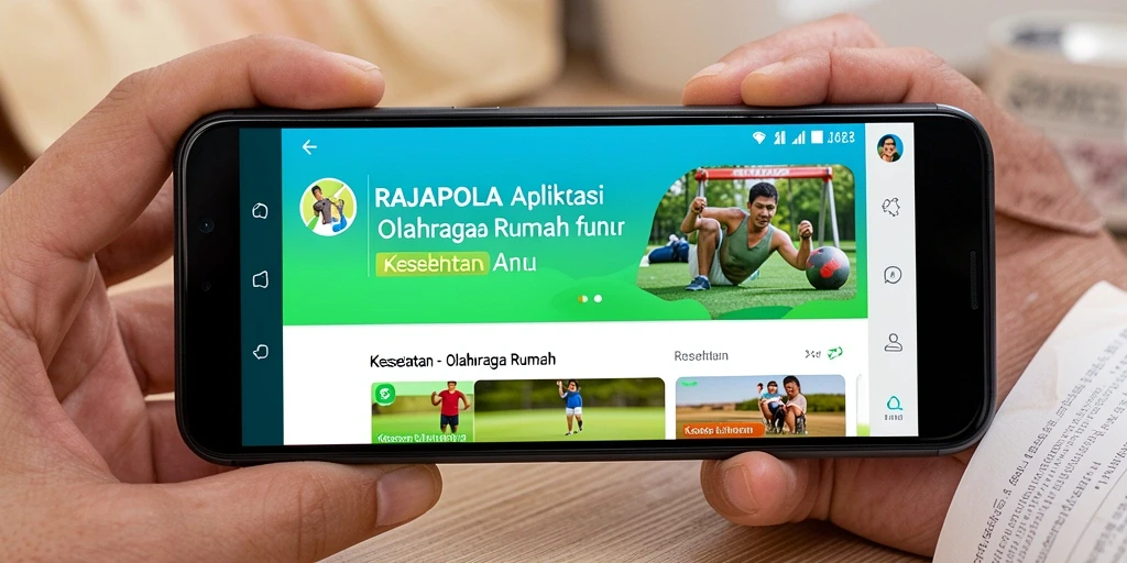 Antarmuka utama aplikasi RAJAPOLA untuk olahraga rumah yang mudah digunakan.