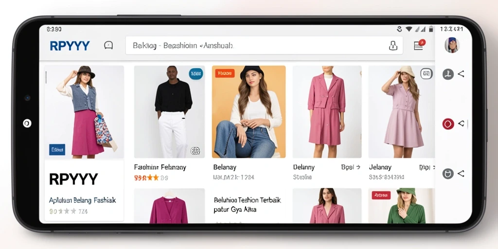 Screenshot utama RPYYY menampilkan kumpulan produk fashion terbaru.