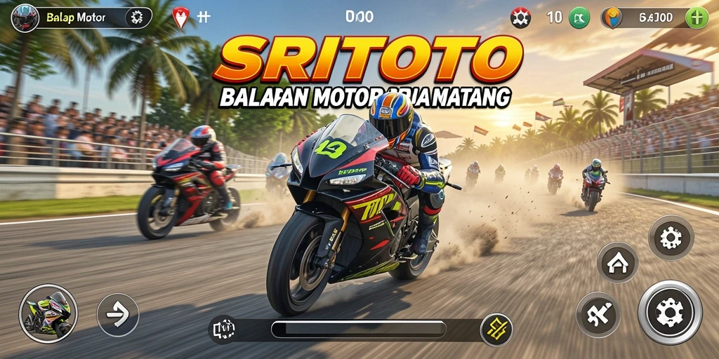 Antarmuka SRITOTO dengan balapan motor yang seru dan grafis tinggi.